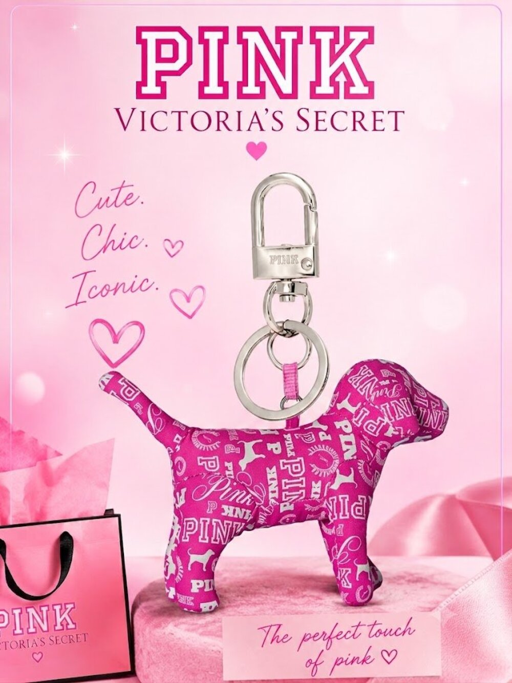 PINK DOG KEYCHAIN  By VICTORIA SECRET.
